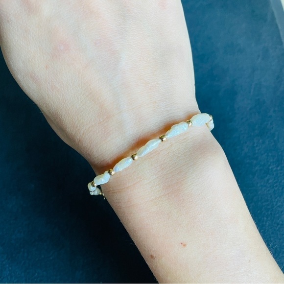 Vintage 14k Gold Freshwater Pearl Beaded Antique Bracelet - Picture 3 of 8